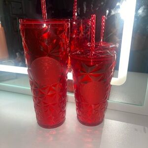 Starbucks Geometric Red Tumbler Duo